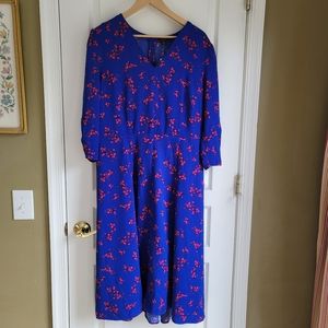 Ann Taylor Factory dress blue with red flowers